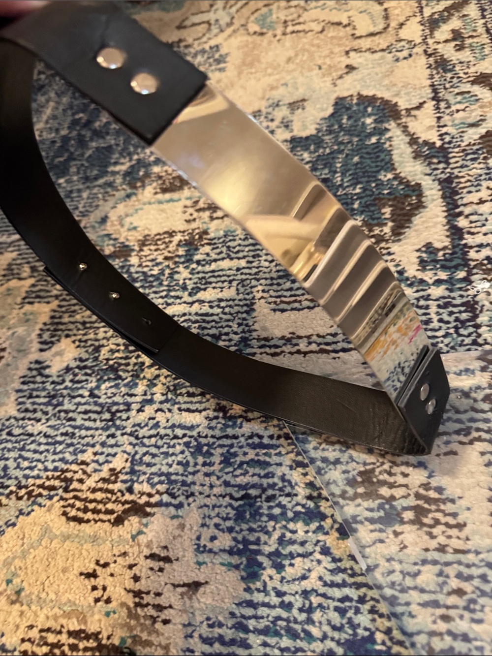H&M Black Belt with Silver Metal Plate